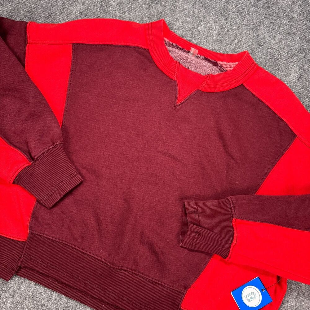 NWT Free People Intercept Pullover Black Red Cropped Long Sleeve Crew Neck S